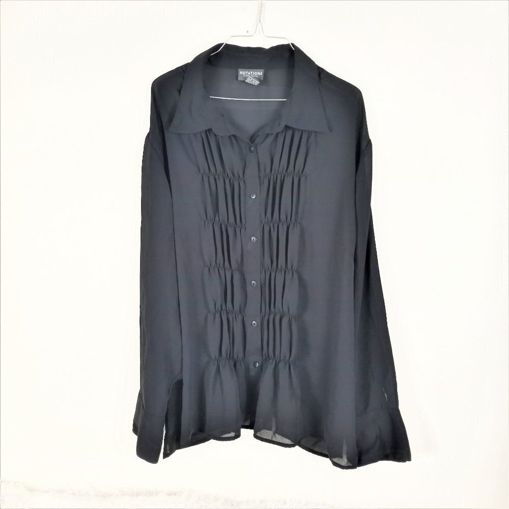 Notations women’s sheer black blouse size 3X